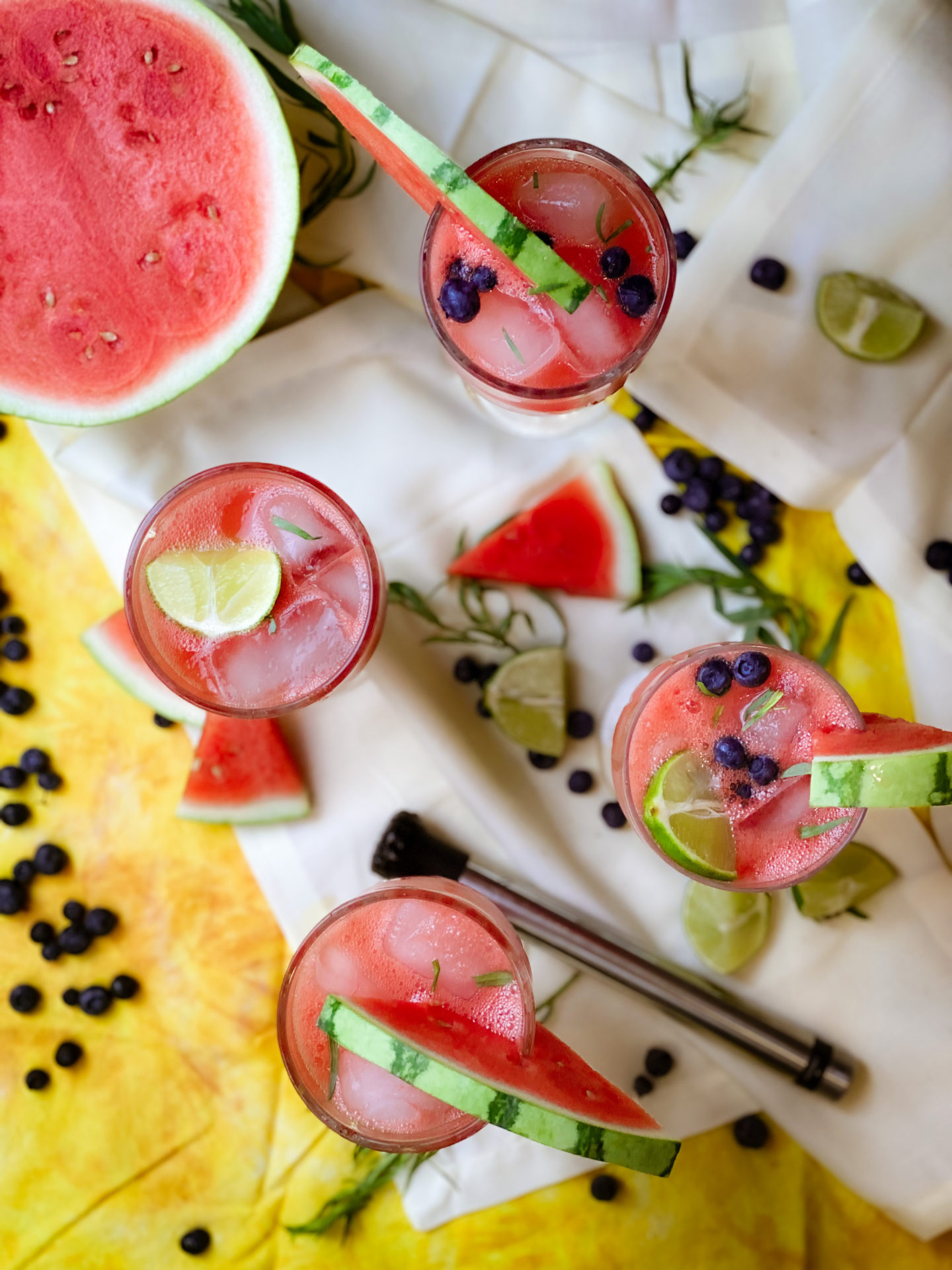 Watermelon-Blueberry, Tarragon Mojitos - Open Plate Anthropology